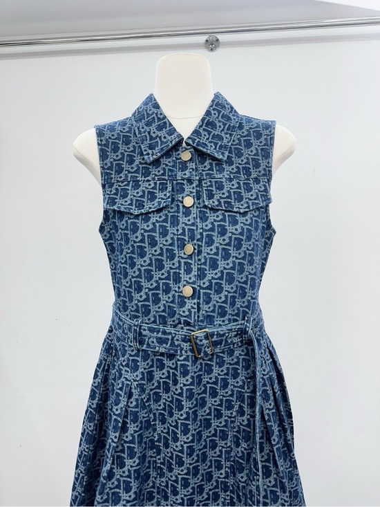 Dior Dresses & Skirts - Dior Sleeveless Monogram Denim Dress in Blue